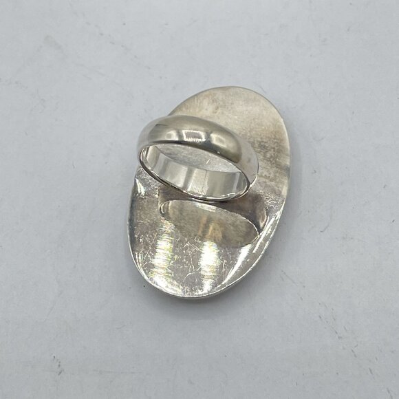 925 Sterling Silver Mother Of Pearl Oval Statement Ring 6 - Picture 4 of 8